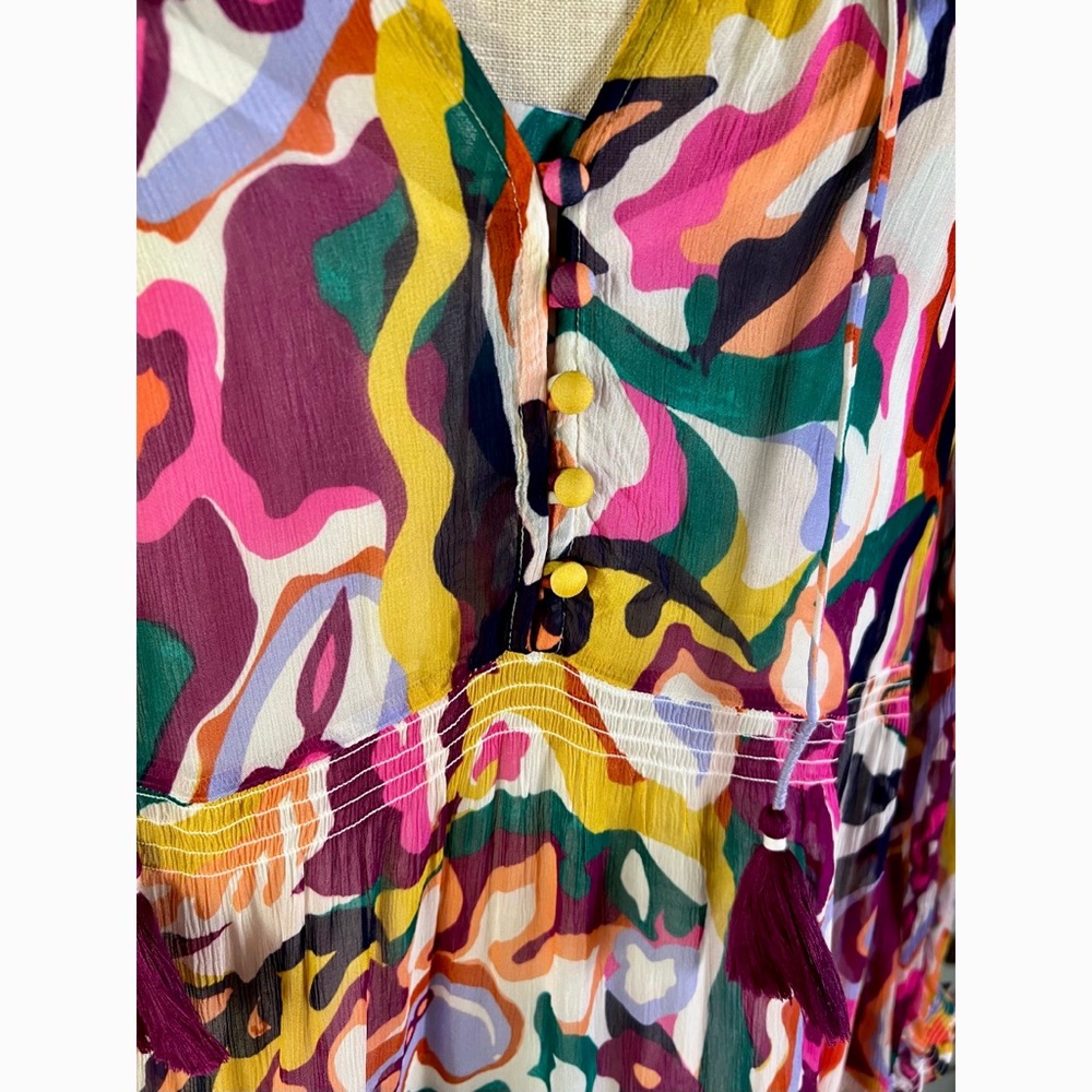 Anthropologie Marais Vibrant Abstract Tiered Maxi Dress - WITH SLIP - Picture 7 of 11